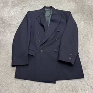 Nino Cerruti Rue Royale Double Breasted Suit Blazer Jacket Mens 44R Navy Blue